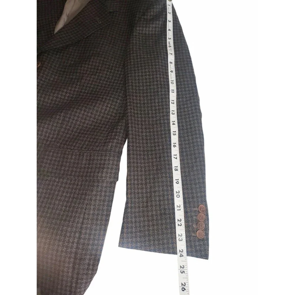 LBM BIANCHI Bozzella & Lesna Italian Blazer Glen Check Wool Silk Men 40R